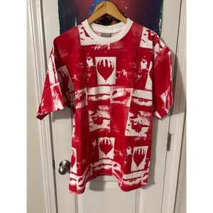 Vintage Ruff Hewn All Over Print Shirt Mens Large Red White Hot Air Balloon USA